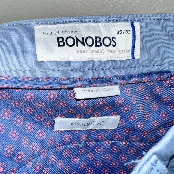 Men's Bonobos Blue Washed Chino Straight Fit Pants size 35X32 - Picture 4 of 5